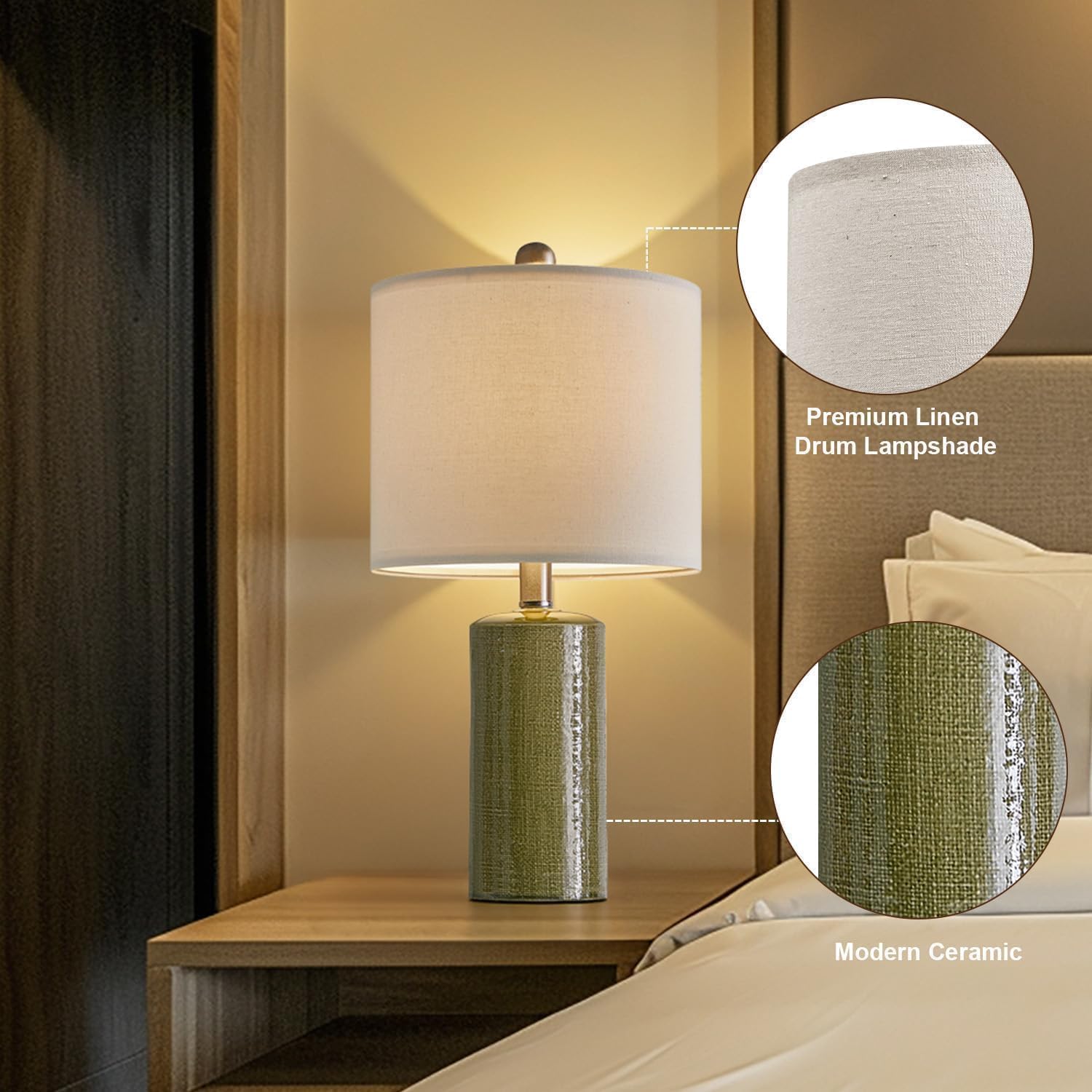 Green Ceramic Table Lamps Set