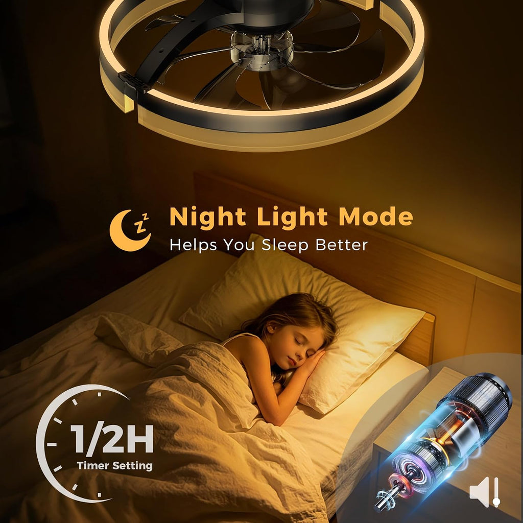 Black RGB Low Profile Ceiling Fan Light