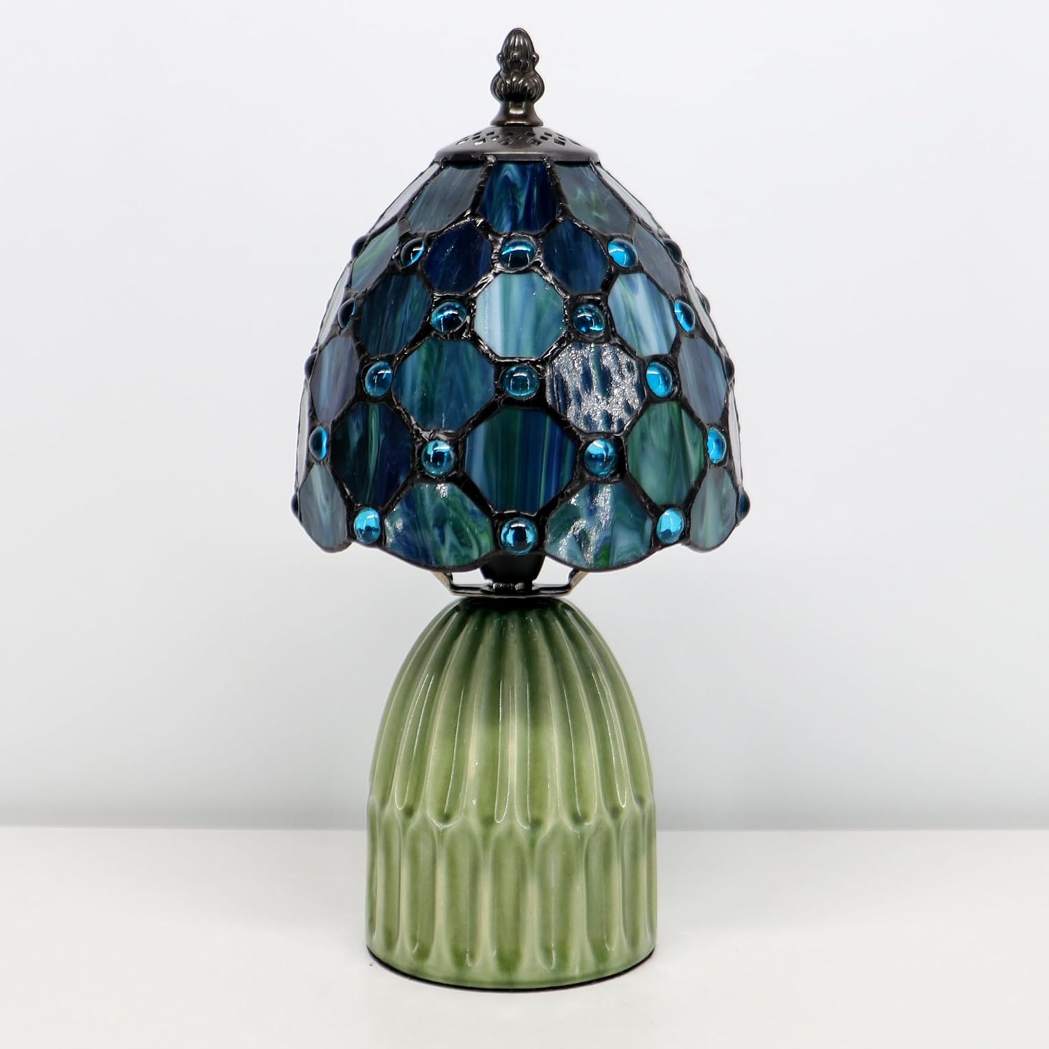 Blue Tiffany Mushroom Table Lamp