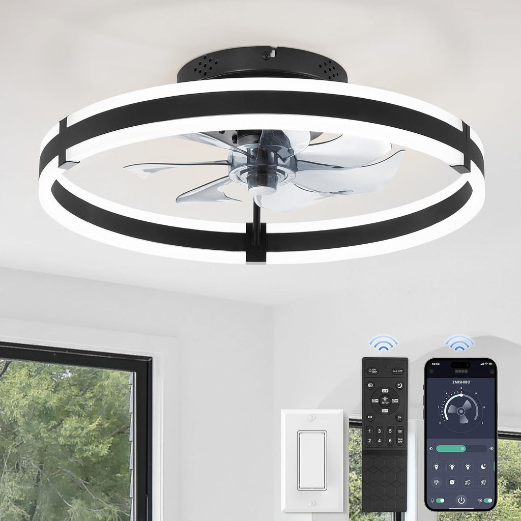 Black Low Profile Ceiling Fan Light
