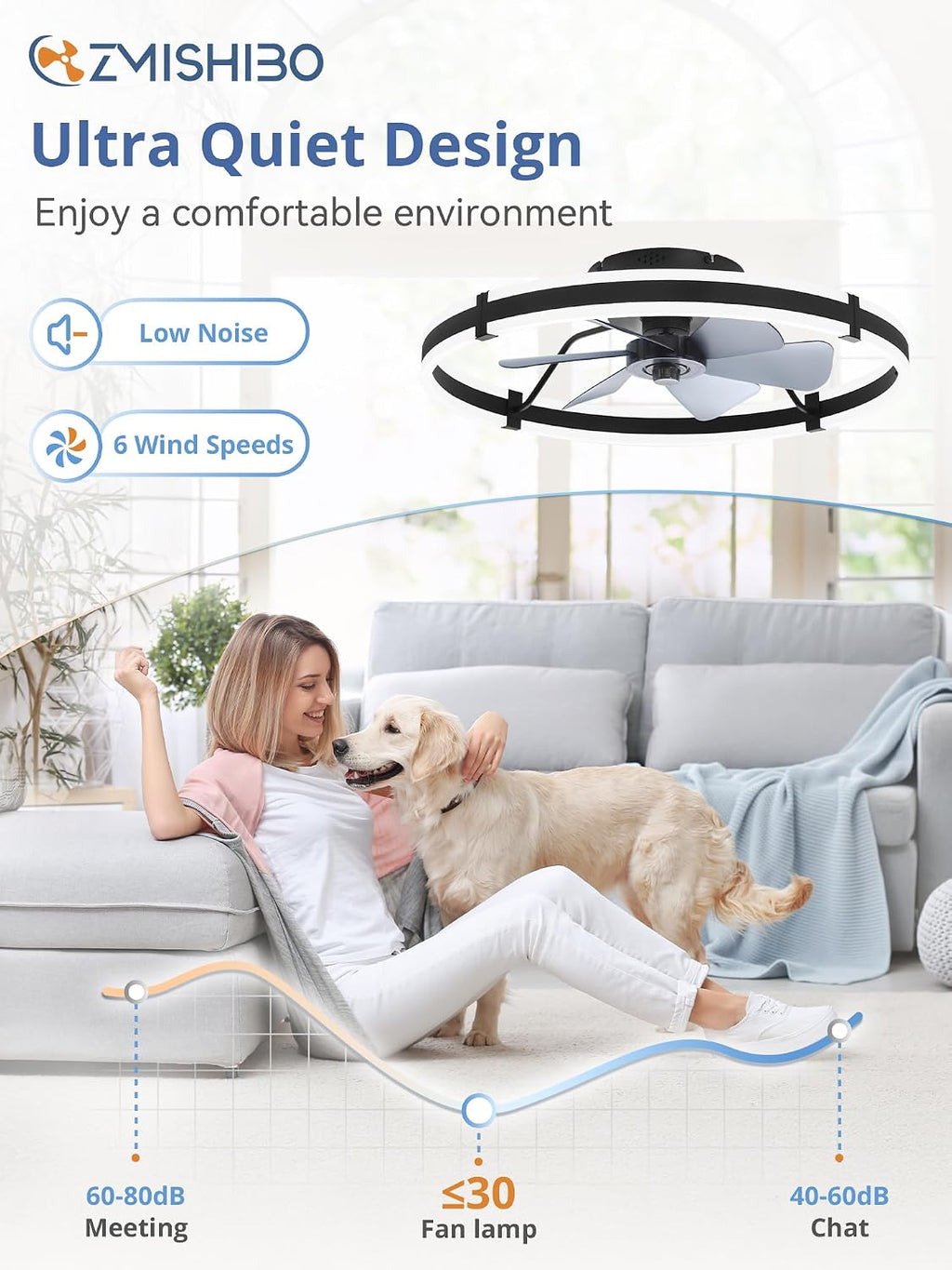Black Low Profile Ceiling Fan Light