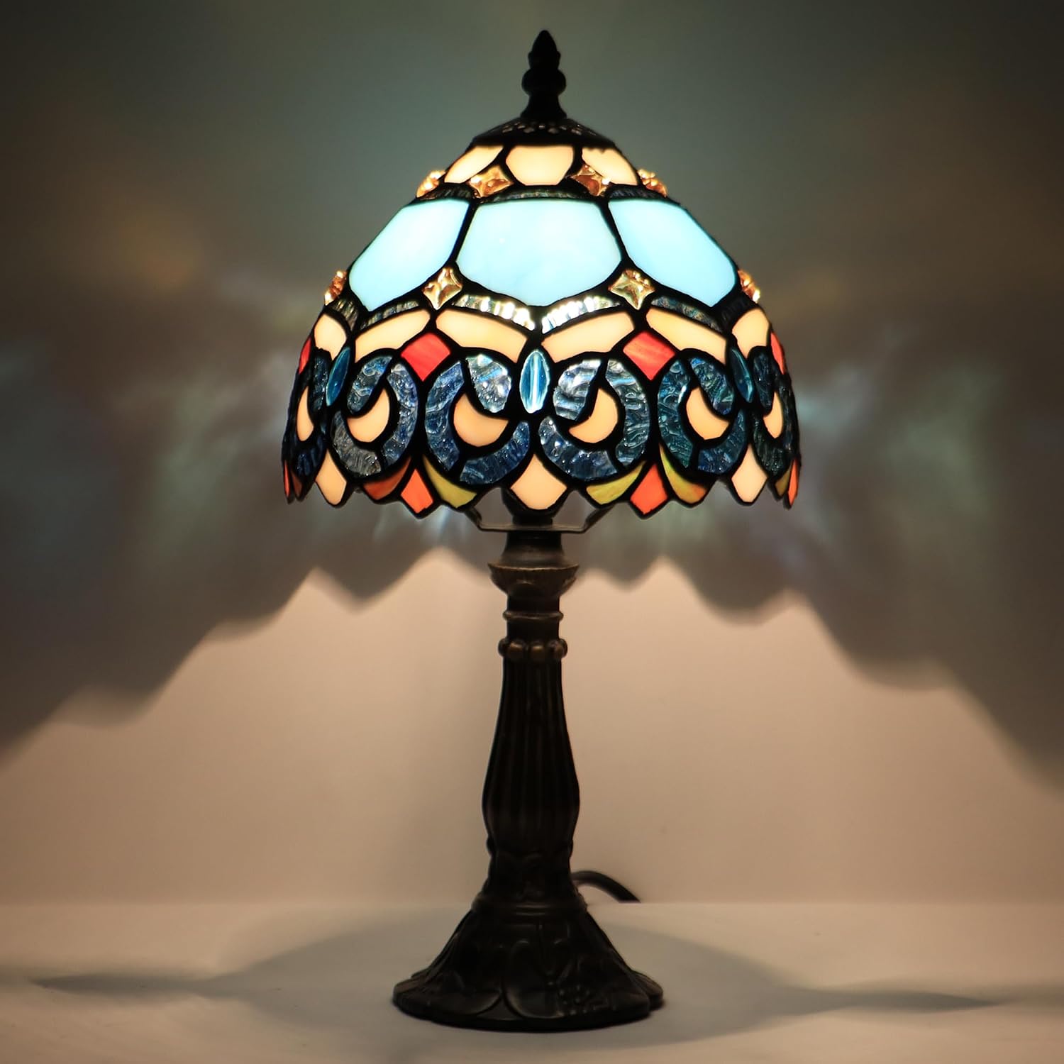 Small Tiffany Stained Glass Table Lamp