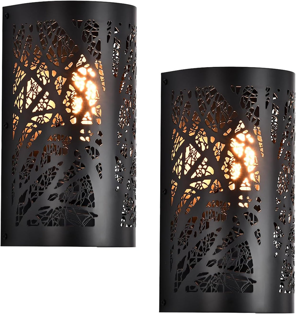 Black Tree Shadow Wall Sconces 2 Pack