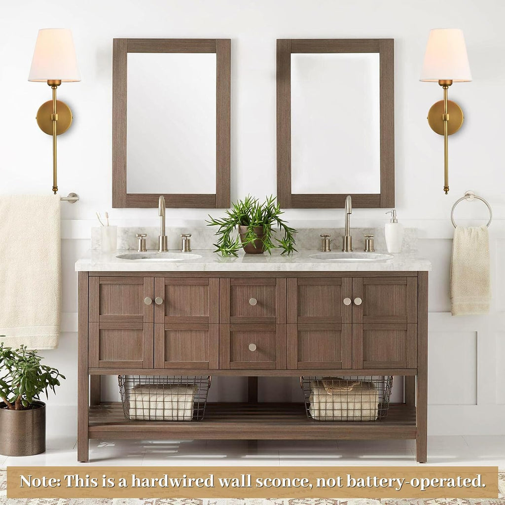 Classic Brushed Brass Wall Sconces Set