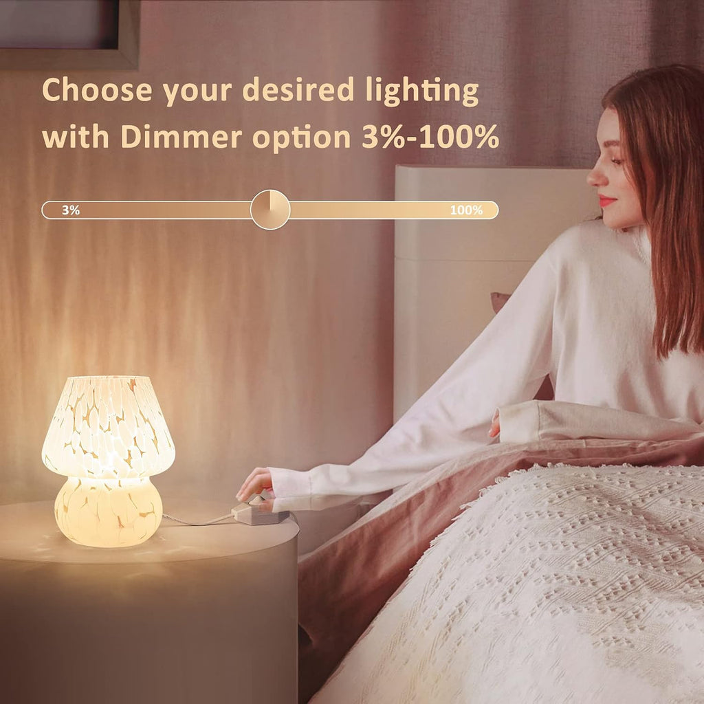 Glass Mushroom Table Lamp Set