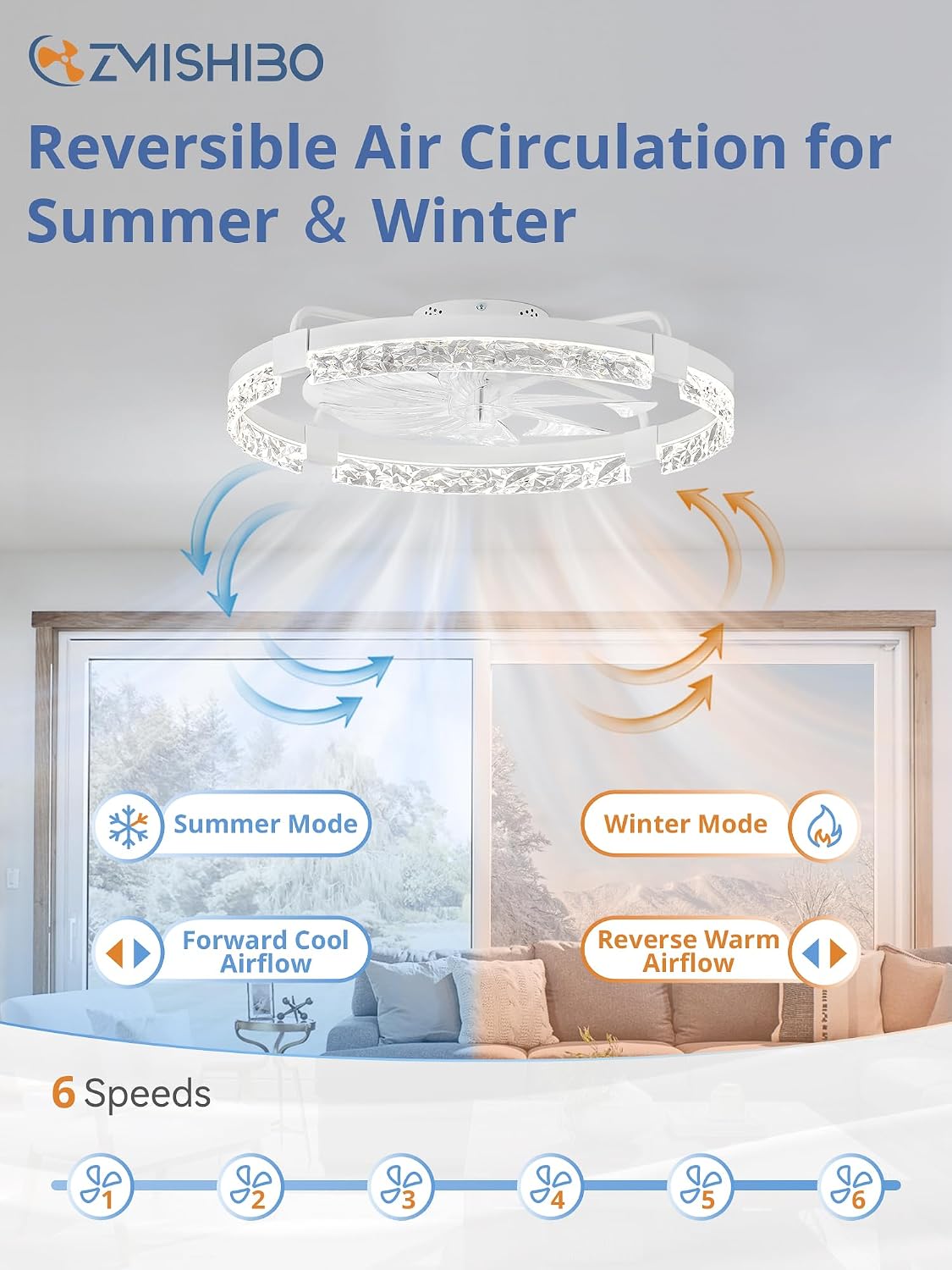 24IN Bladeless Ceiling Fan Light