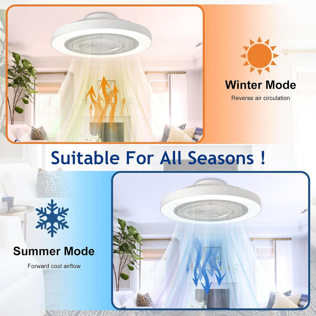 White Bladeless Ceiling Fan Light