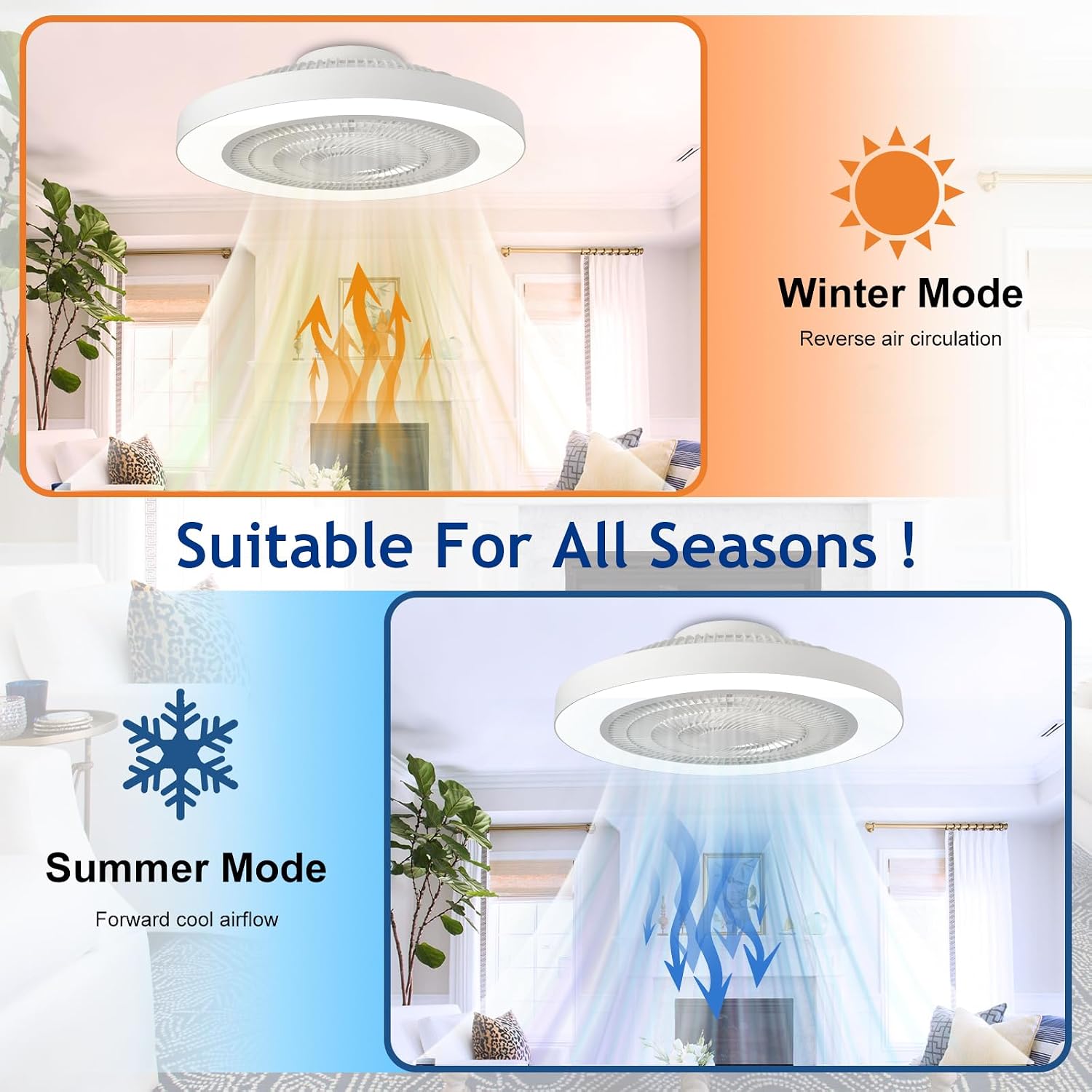 White Bladeless Ceiling Fan Light