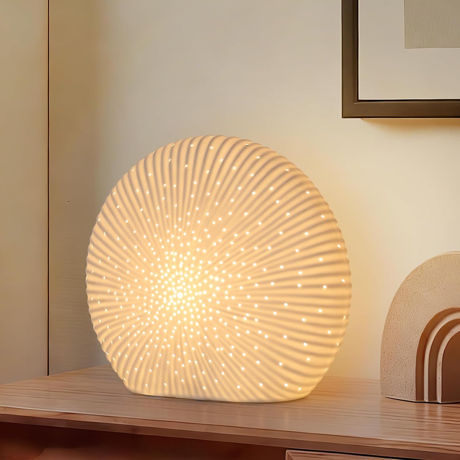 10.5" Modern White Ceramic Table Lamp