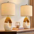 Rattan Boho Table Lamps Set