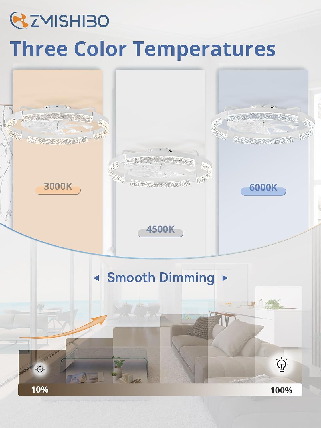 24IN Bladeless Ceiling Fan Light