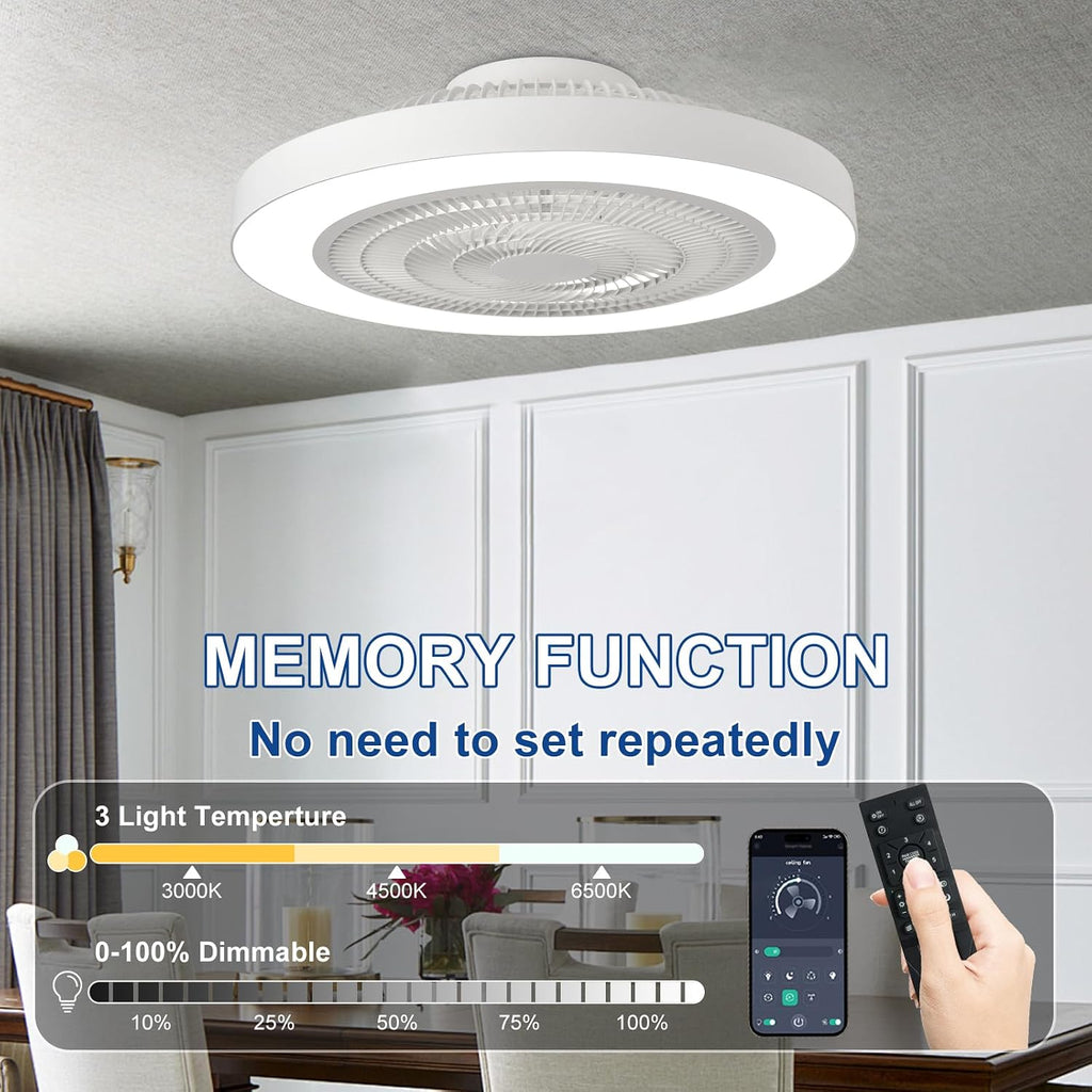 White Bladeless Ceiling Fan Light