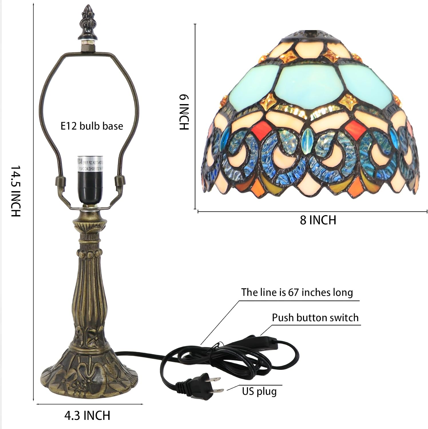 Small Tiffany Stained Glass Table Lamp