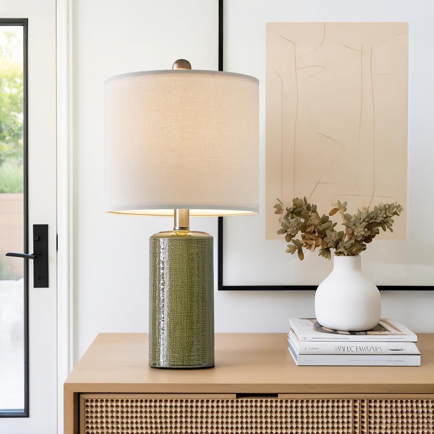 Green Ceramic Table Lamps Set