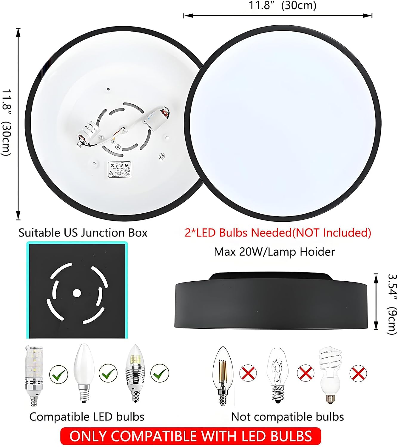 Black Round Acrylic Ceiling Light