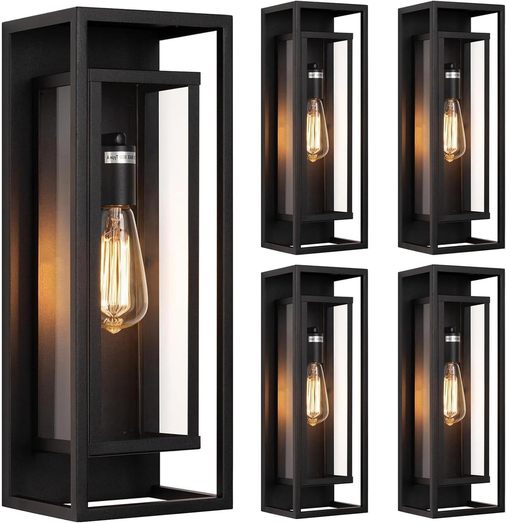Matte Black Outdoor Wall Lanterns 4 Pack
