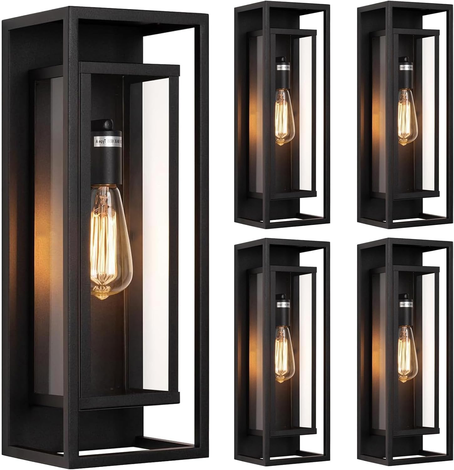Matte Black Outdoor Wall Lanterns 4 Pack