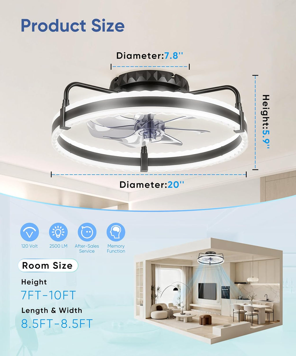 Black Low Profile Fandelier Ceiling Fan