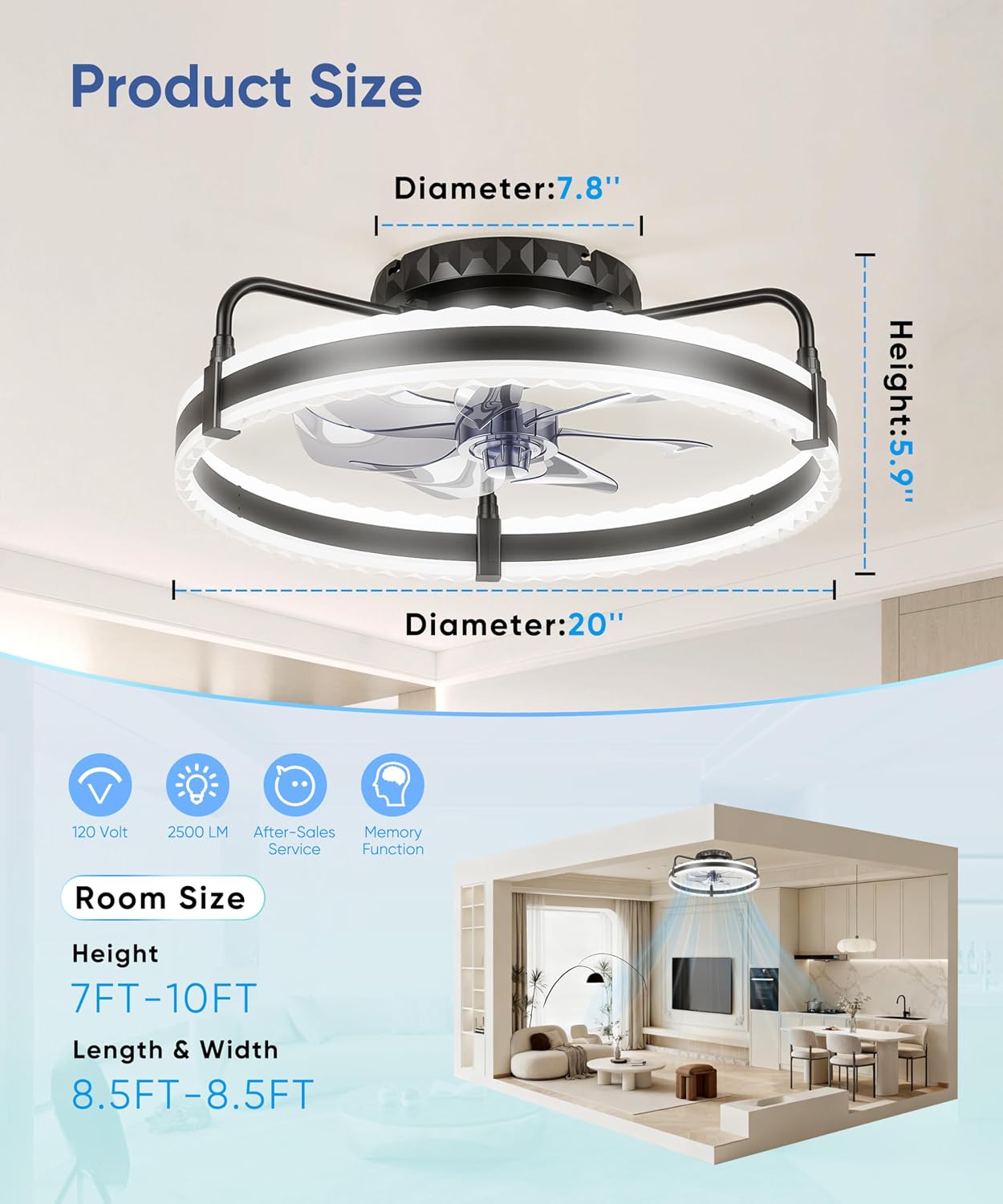 Black Low Profile Fandelier Ceiling Fan