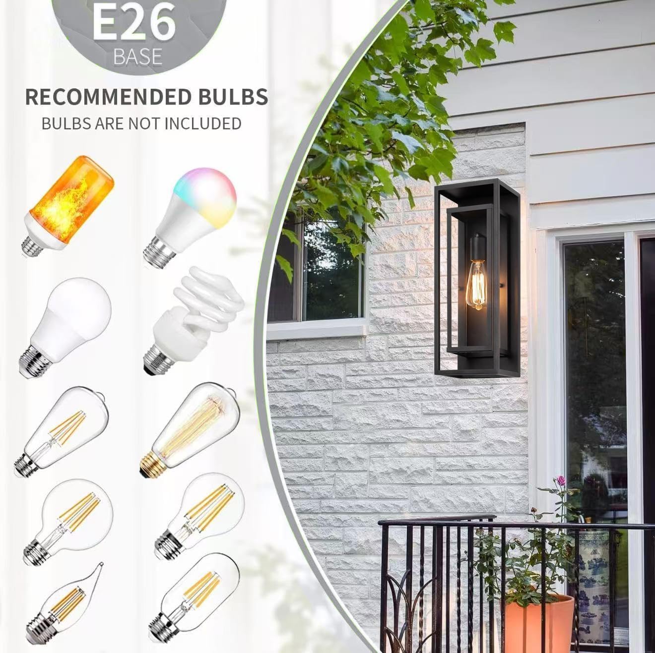 Matte Black Outdoor Wall Lanterns 4 Pack