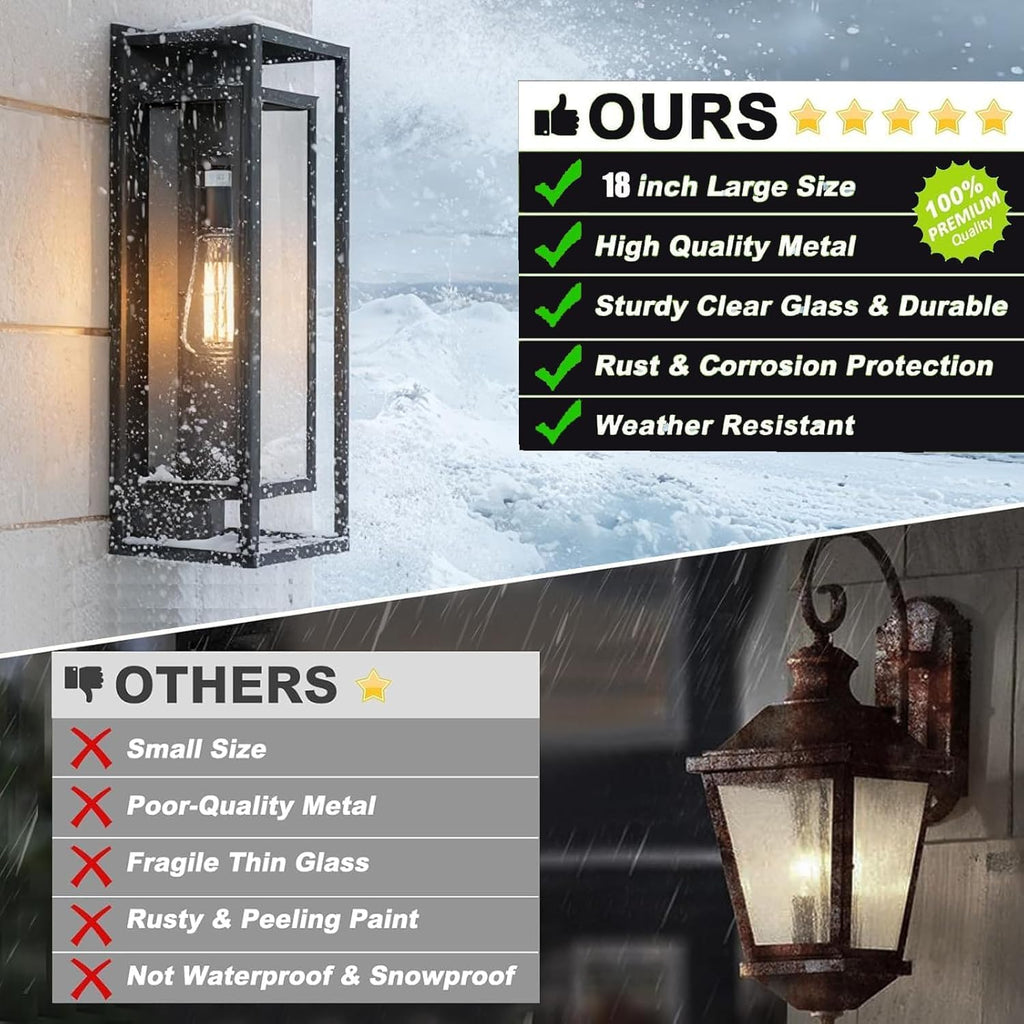 Matte Black Outdoor Wall Lanterns 4 Pack