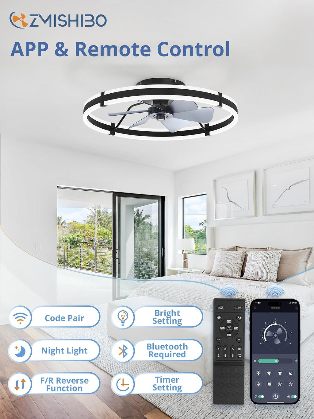 Black Low Profile Ceiling Fan Light