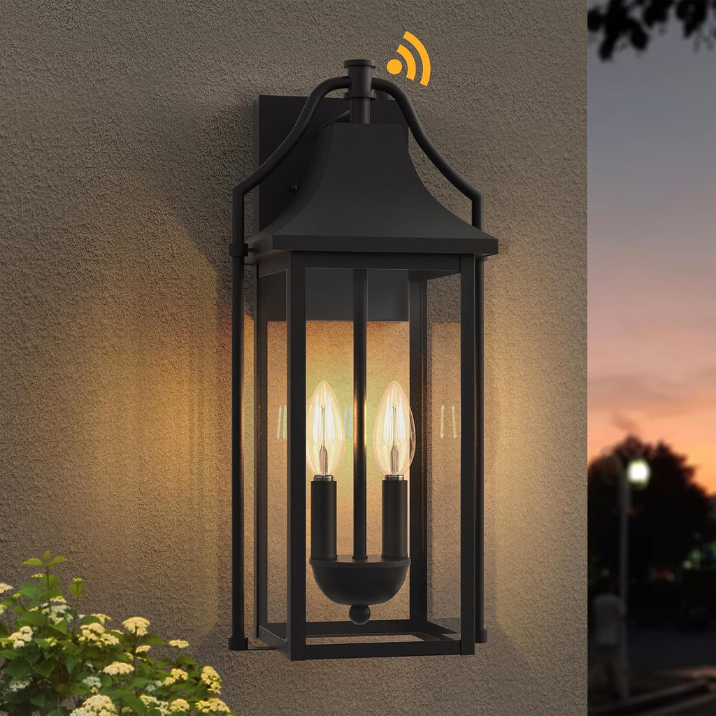 Black Dusk to Dawn 2-Light Outdoor Wall Sconce