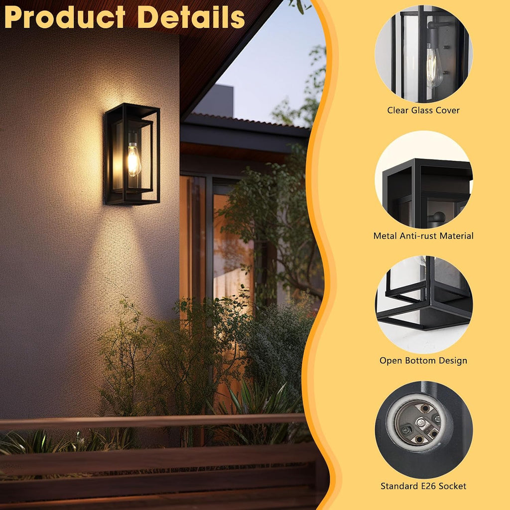 Black Outdoor Wall Lanterns 2 Pack