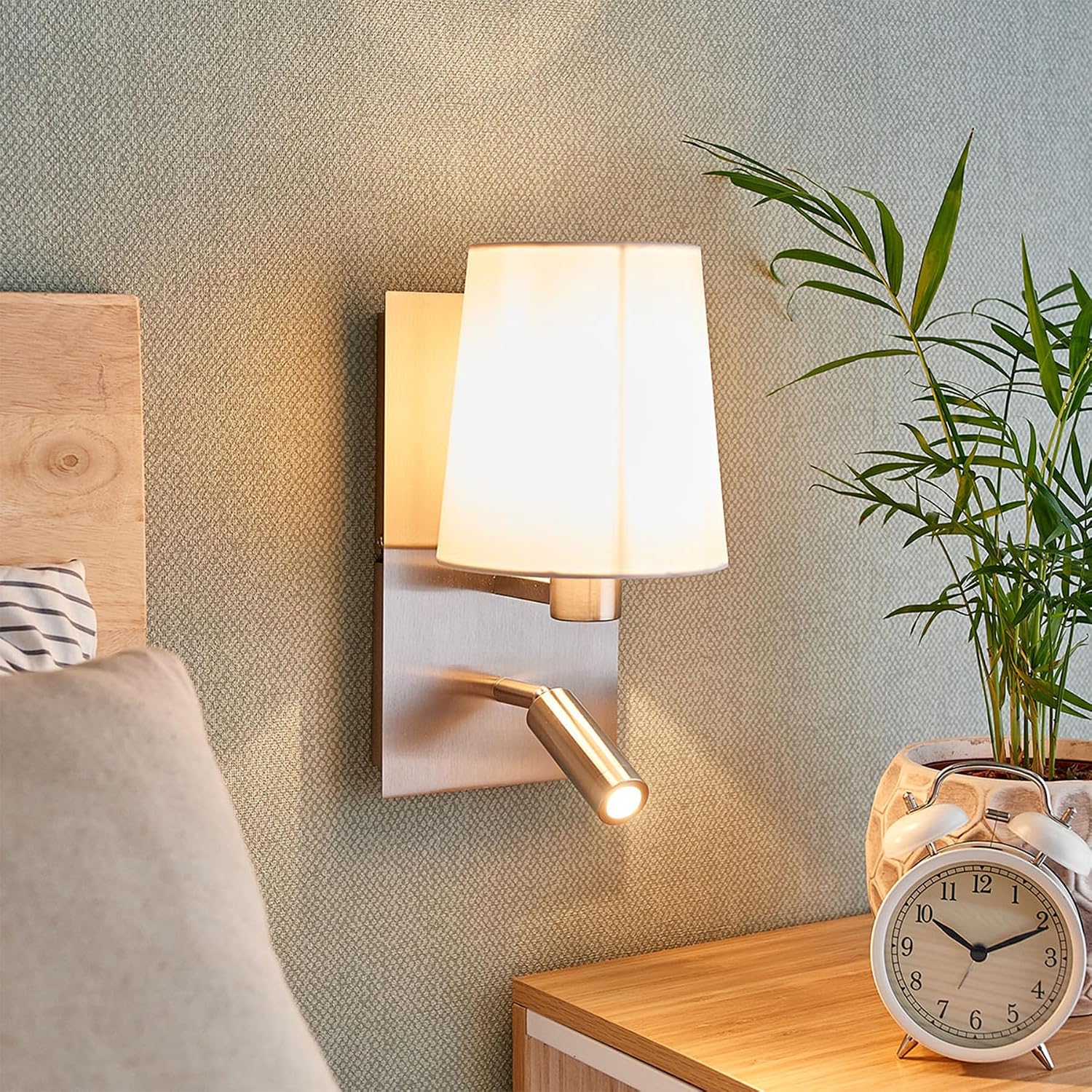 12.1" White Fabric Wall Sconce
