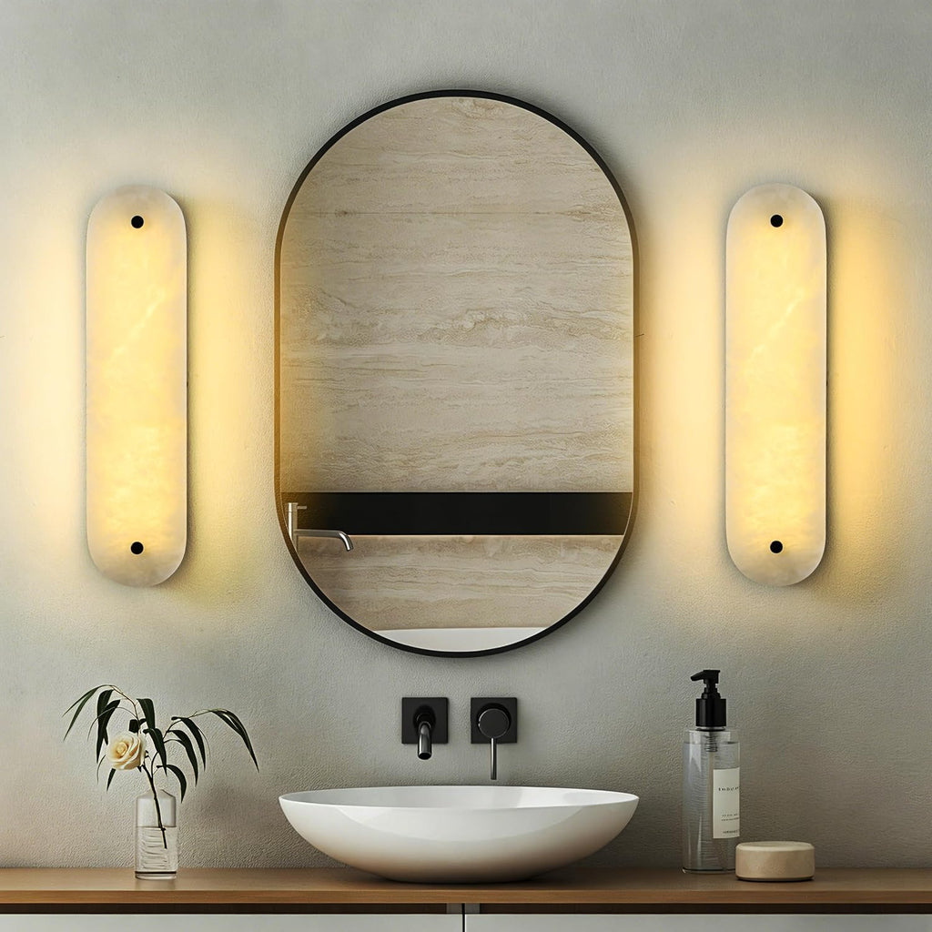 18.9" Oval Alabaster Wall Sconce
