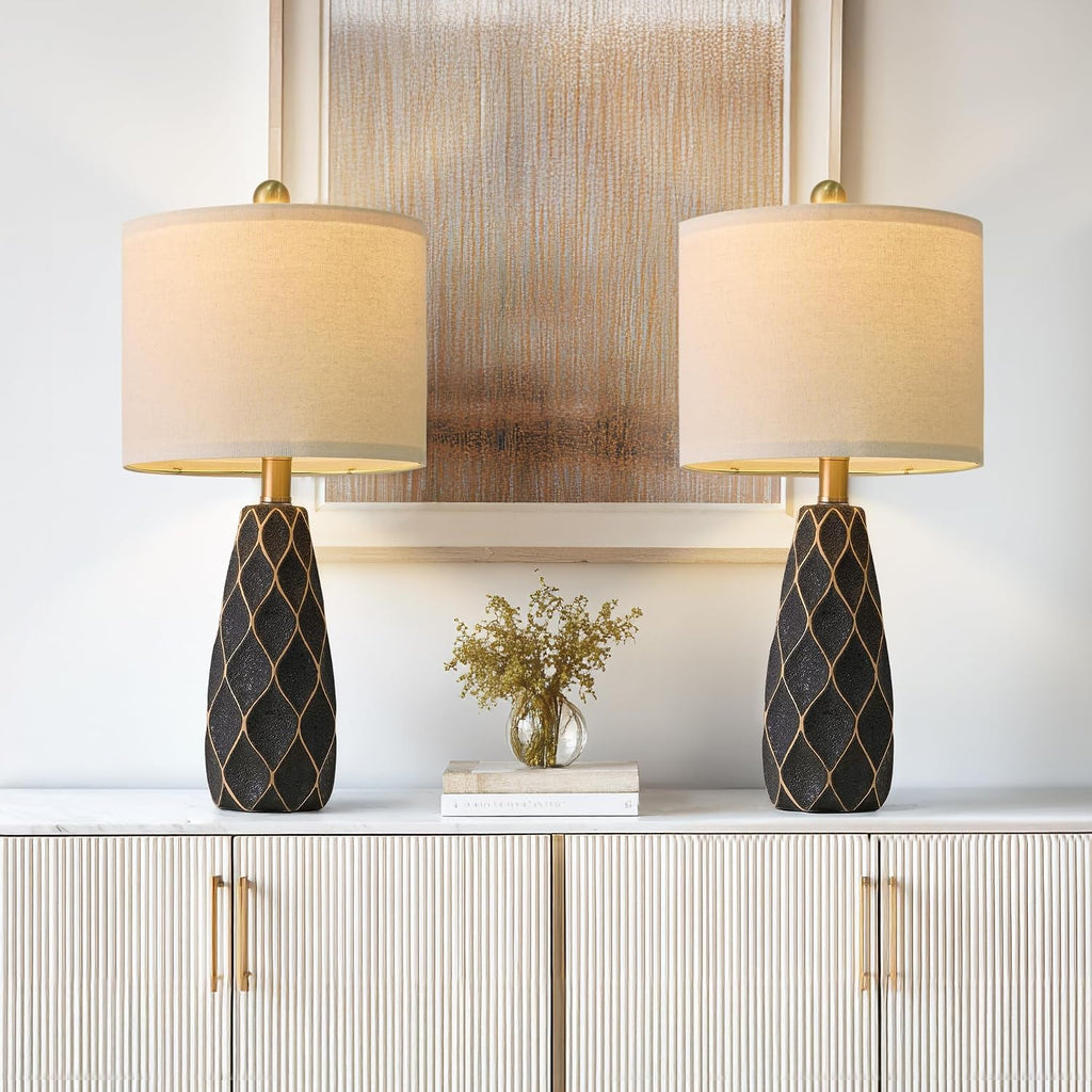 Black Ceramic Table Lamps Set