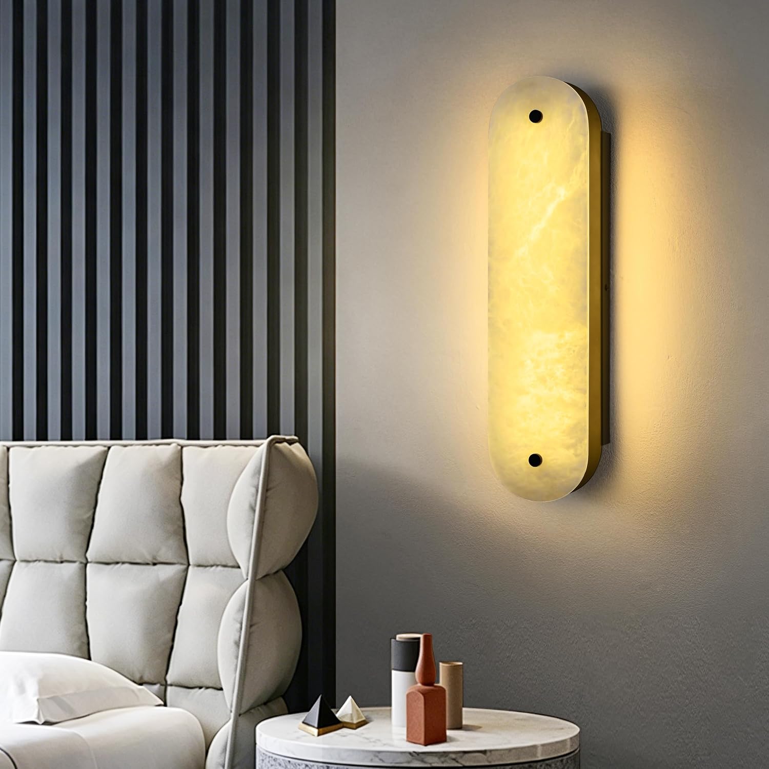 18.9" Oval Alabaster Wall Sconce