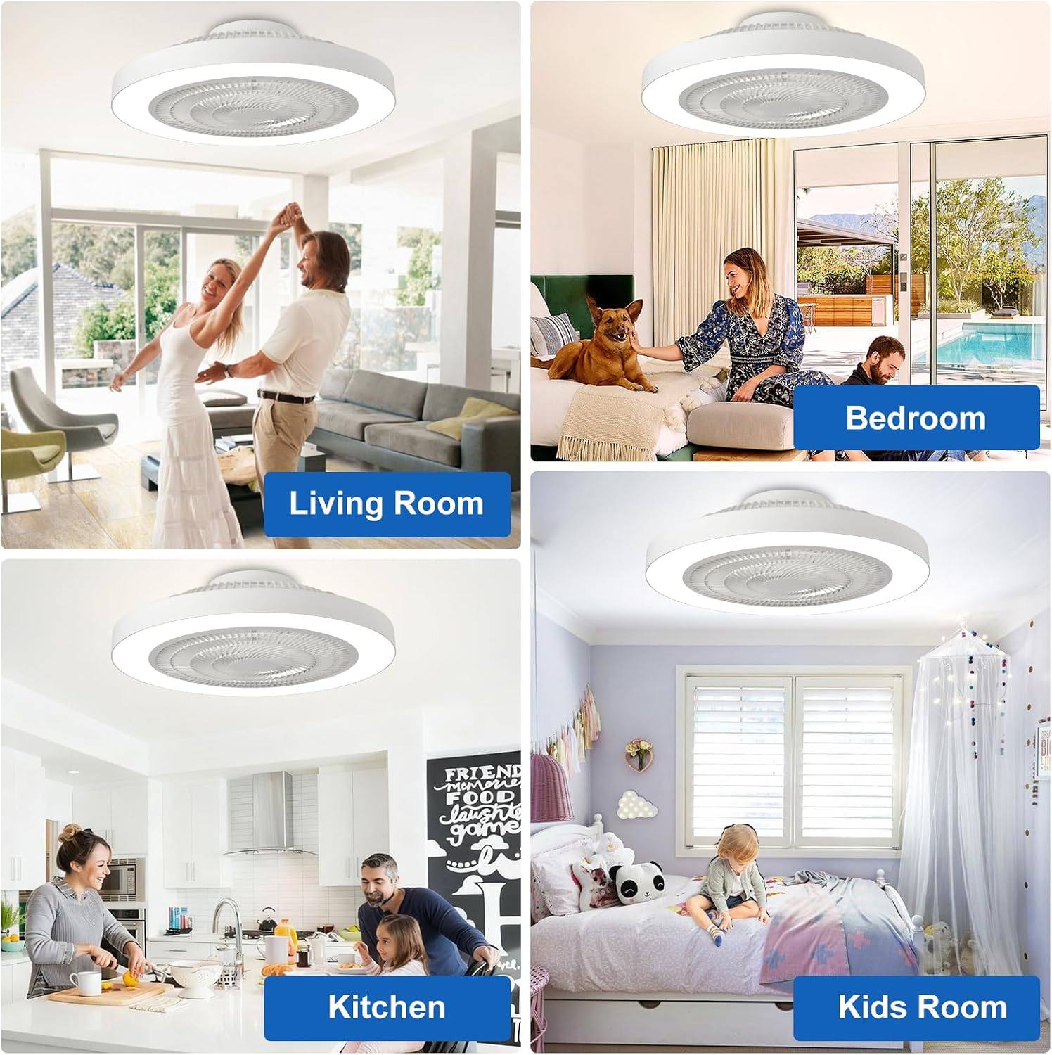 White Bladeless Ceiling Fan Light