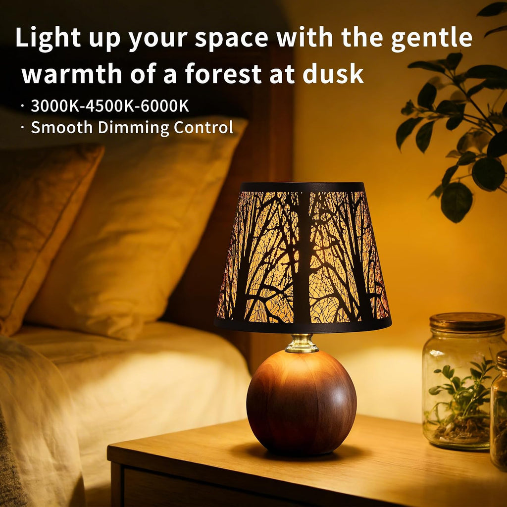 Wood Tree Shade Rustic Table Lamp