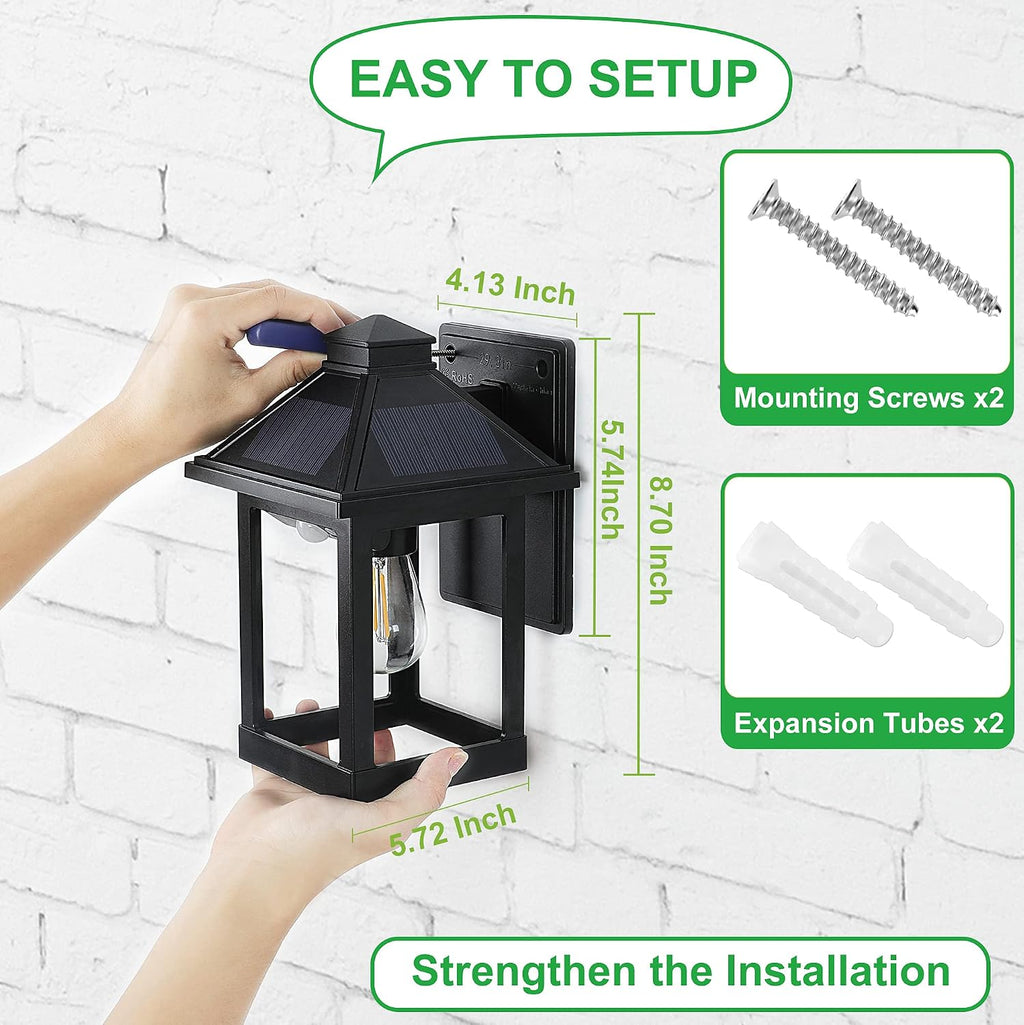 Solar Motion Sensor Wall Lanterns 2 Pack