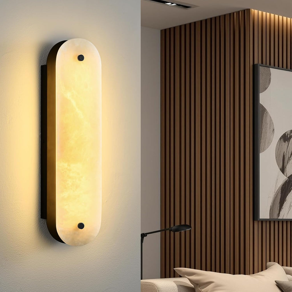 18.9" Oval Alabaster Wall Sconce