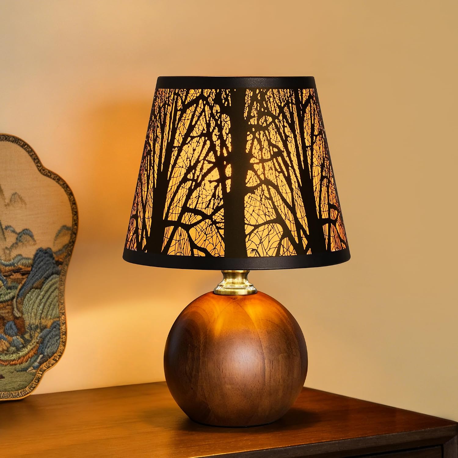 Wood Tree Shade Rustic Table Lamp