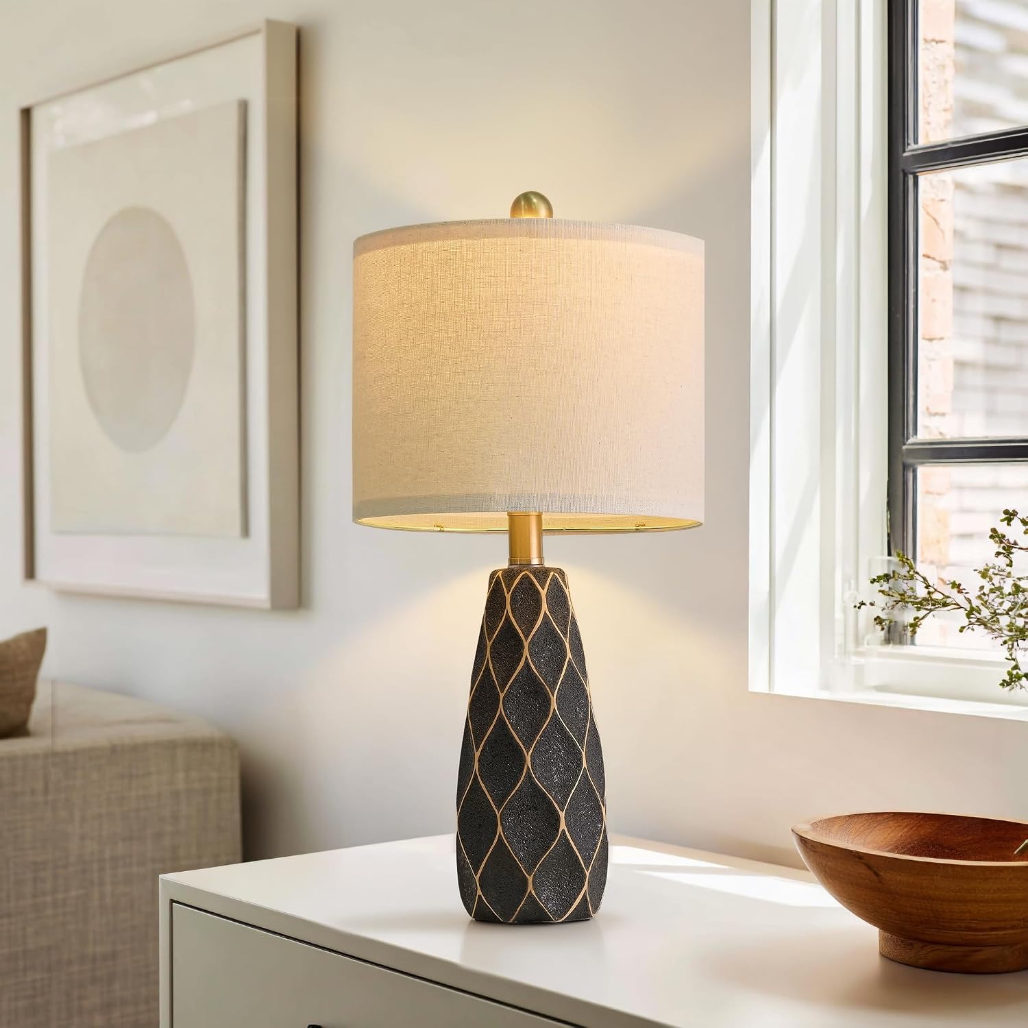 Black Ceramic Table Lamps Set