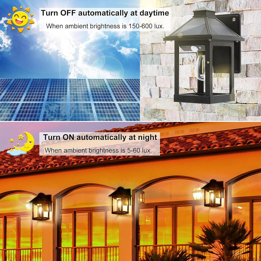 Solar Motion Sensor Wall Lanterns 2 Pack