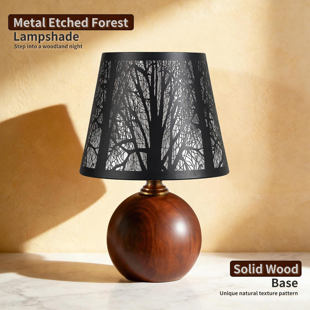 Wood Tree Shade Rustic Table Lamp