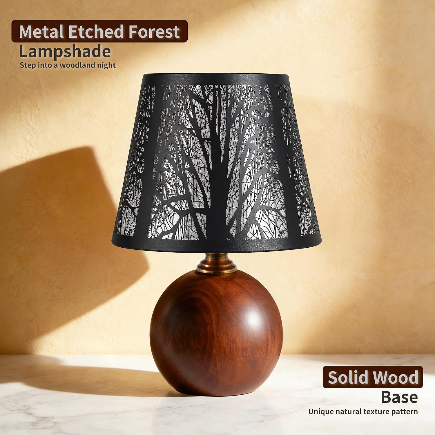 Wood Tree Shade Rustic Table Lamp