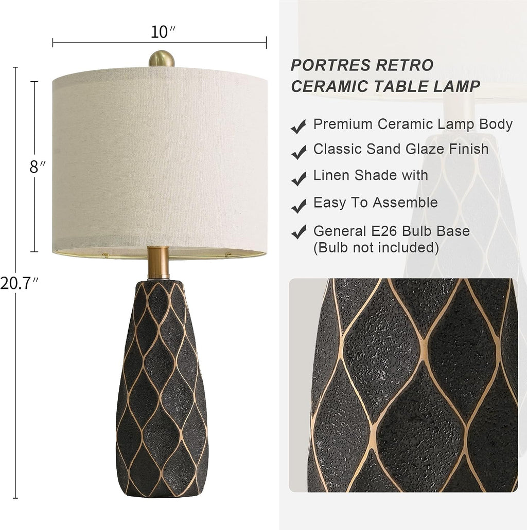 Black Ceramic Table Lamps Set