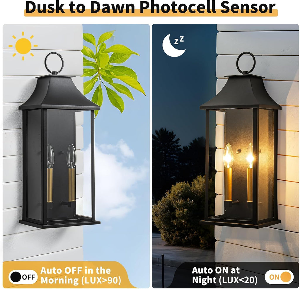 Black Dusk to Dawn Outdoor Wall Lantern