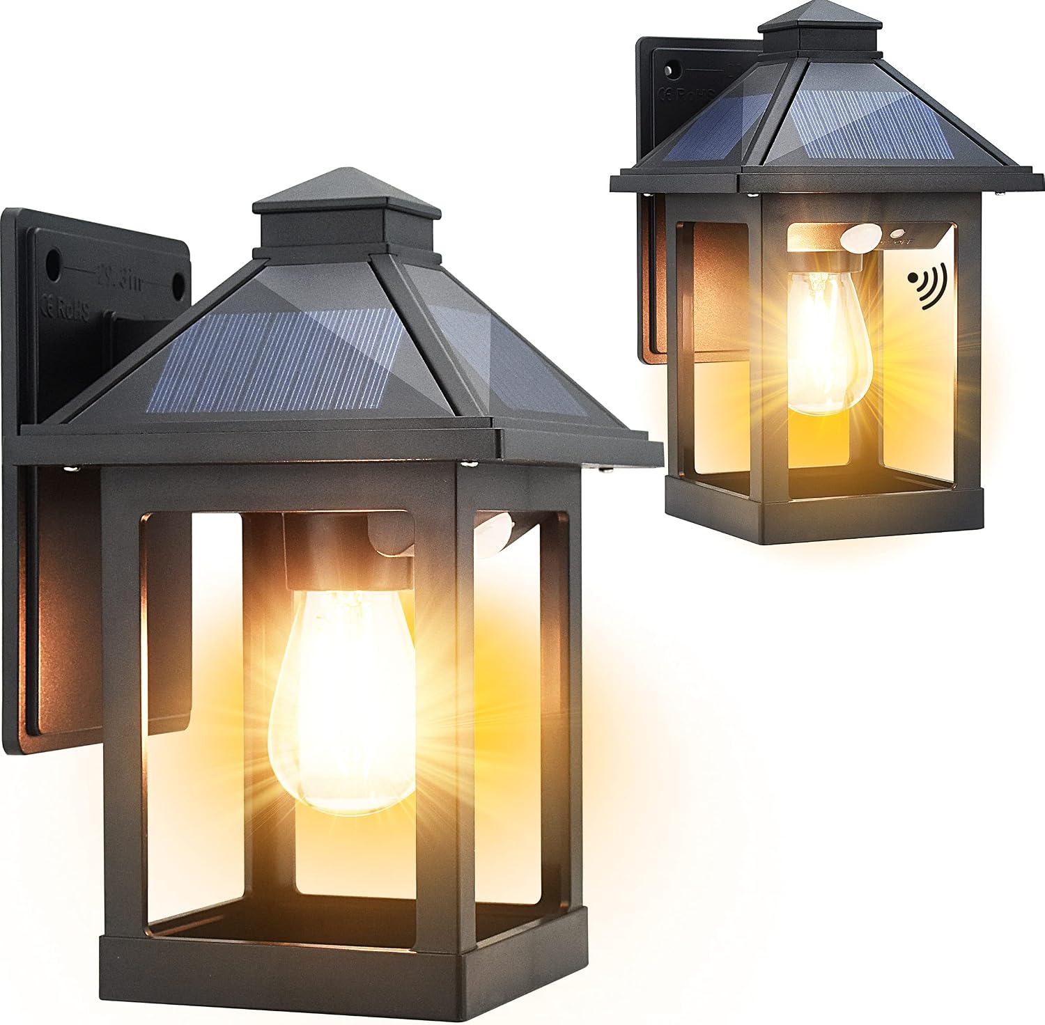 Solar Motion Sensor Wall Lanterns 2 Pack