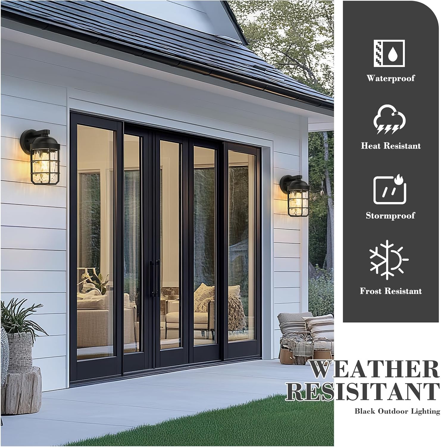 Black Cage Outdoor Wall Lantern