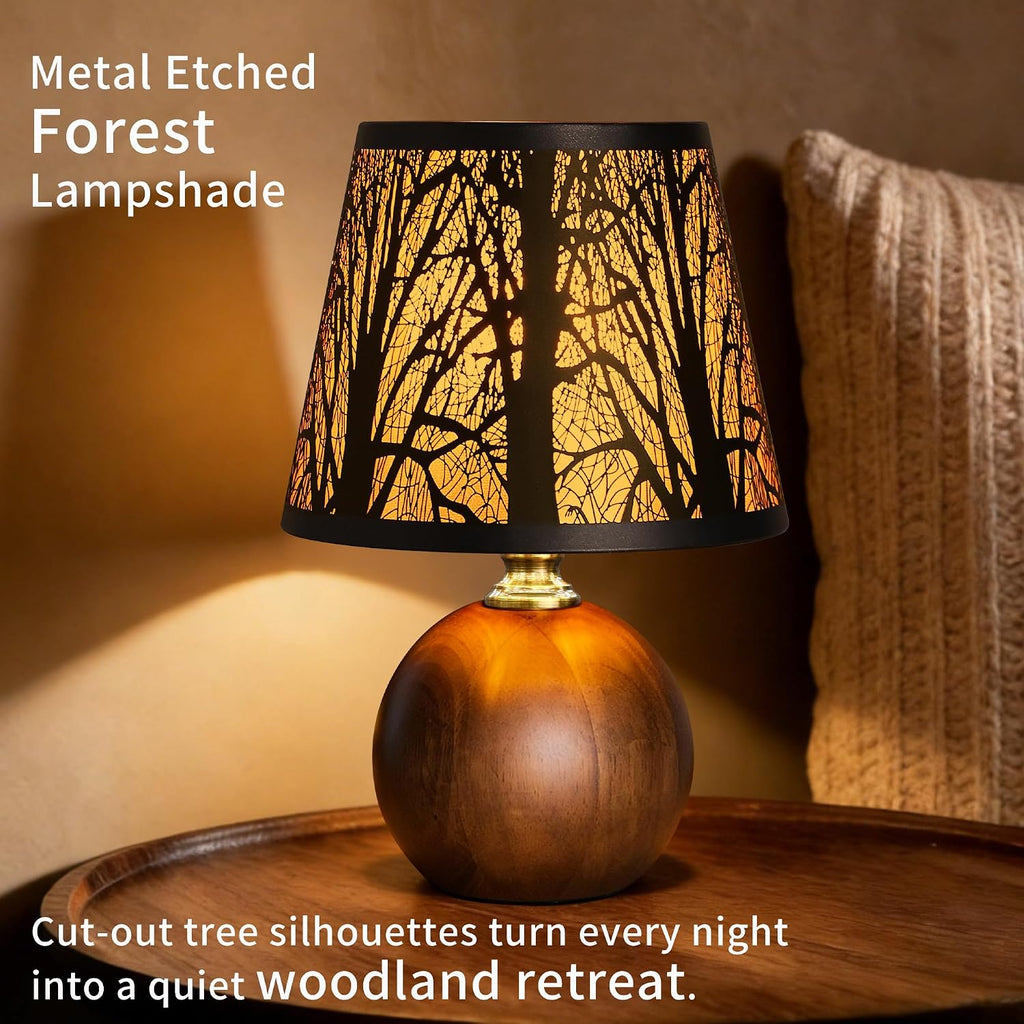 Wood Tree Shade Rustic Table Lamp