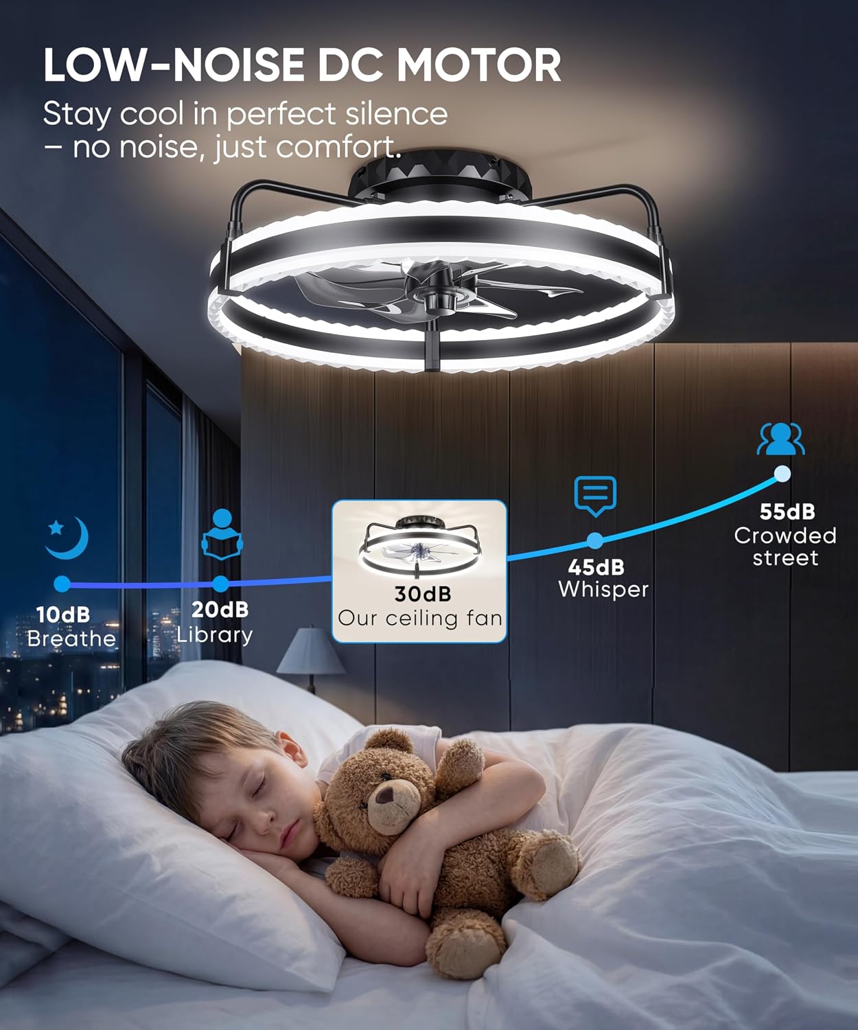 Black Low Profile Fandelier Ceiling Fan