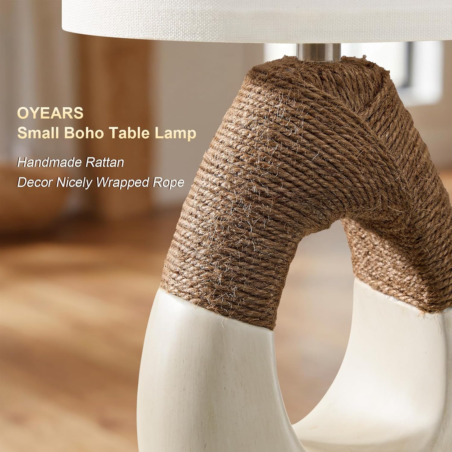 Rattan Boho Table Lamps Set