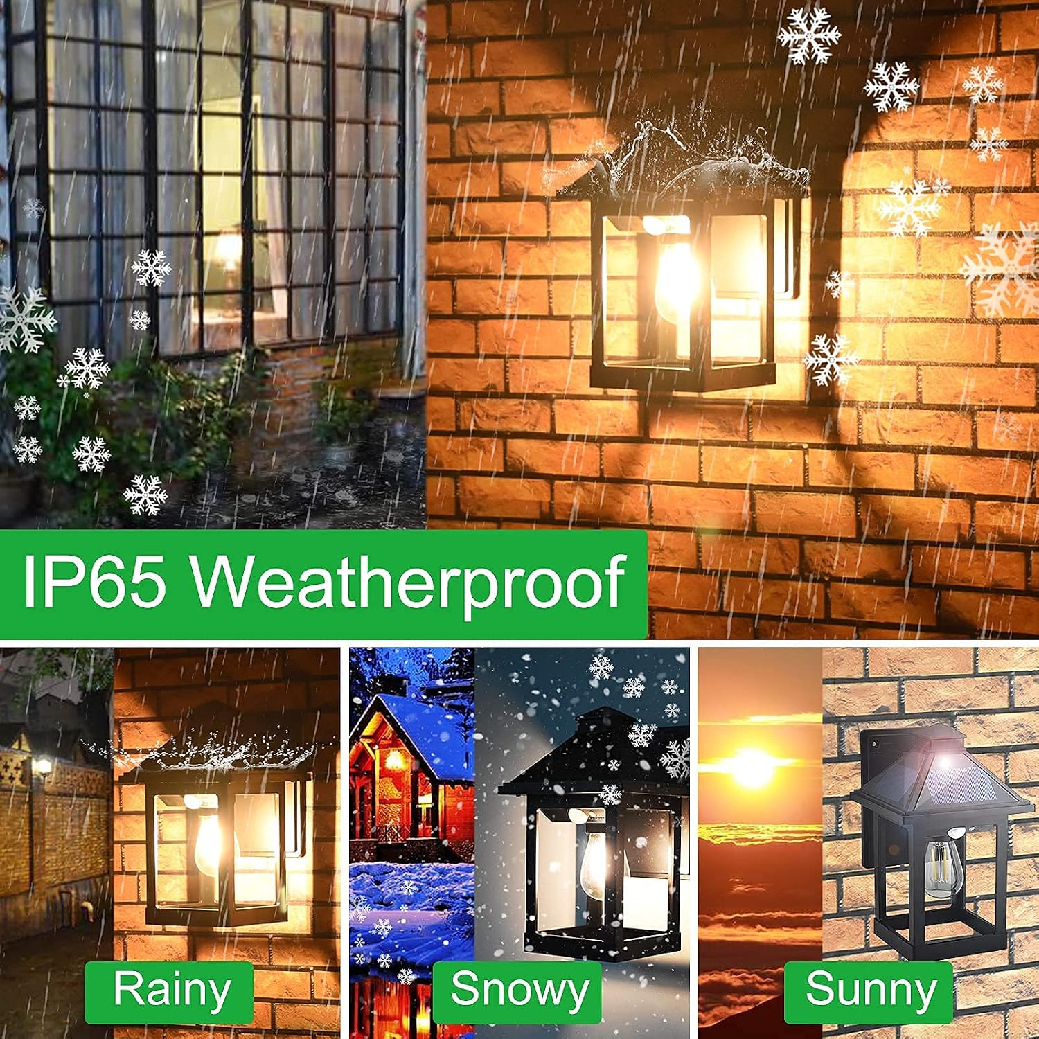 Solar Motion Sensor Wall Lanterns 2 Pack