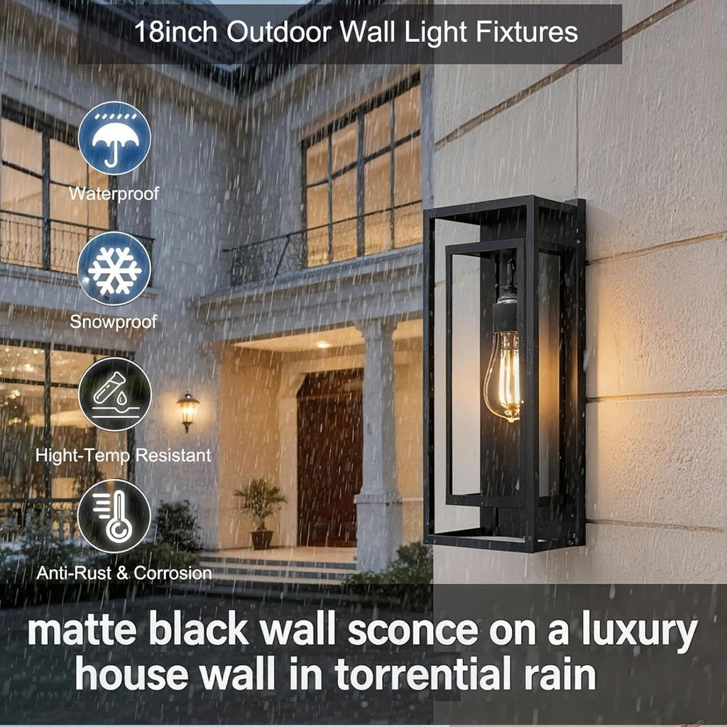 Matte Black Outdoor Wall Lanterns 4 Pack
